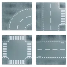 Placa de estrada Em Linha Reta Curva de Cruzamento T-Junção de Peças de Blocos de Construção Tijolo Brinquedo Modelos de Placa de Base Placa de Base Da Cidade de Rua