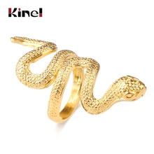Kinel Fashion Snake Rings dla kobiet złoty kolor czarny Heavy Metals pierścień punk rock Vintage biżuteria dla zwierząt hurtowych(China)