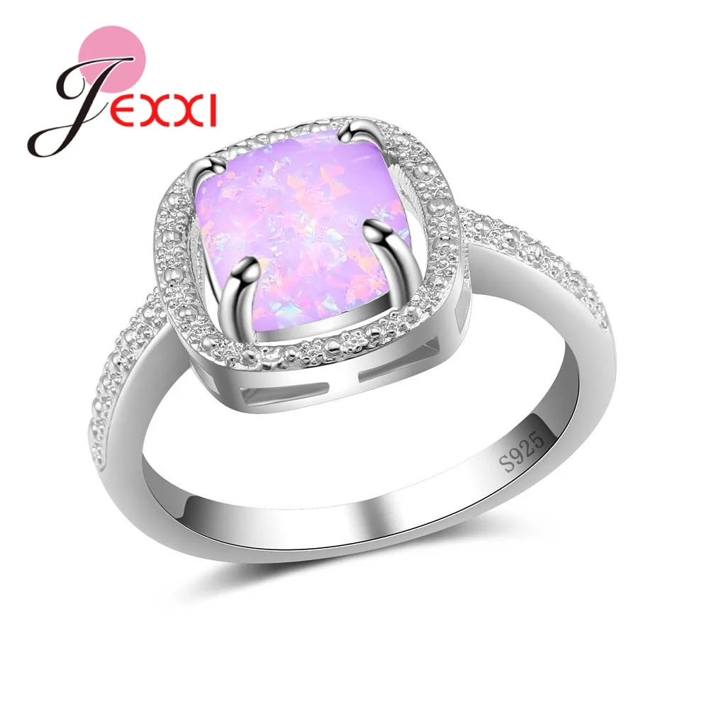 

JEXXI New Arrival Romantic Gift Wonderful Women Rings Pave Top Quality Opal Stone 925 Sterling Silver Jewelry Accessories