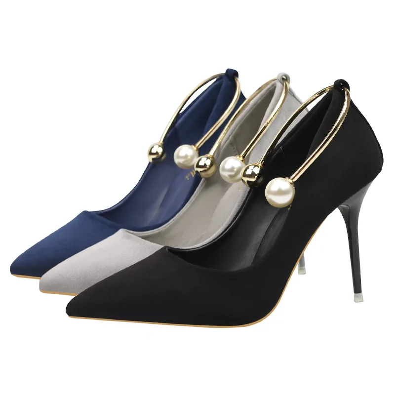 Ou Mo brand 17CM pointed Women Pumps Office high heels with Autumn Pointed Party Pumps Dress High Heel Boat Shoes For banquet