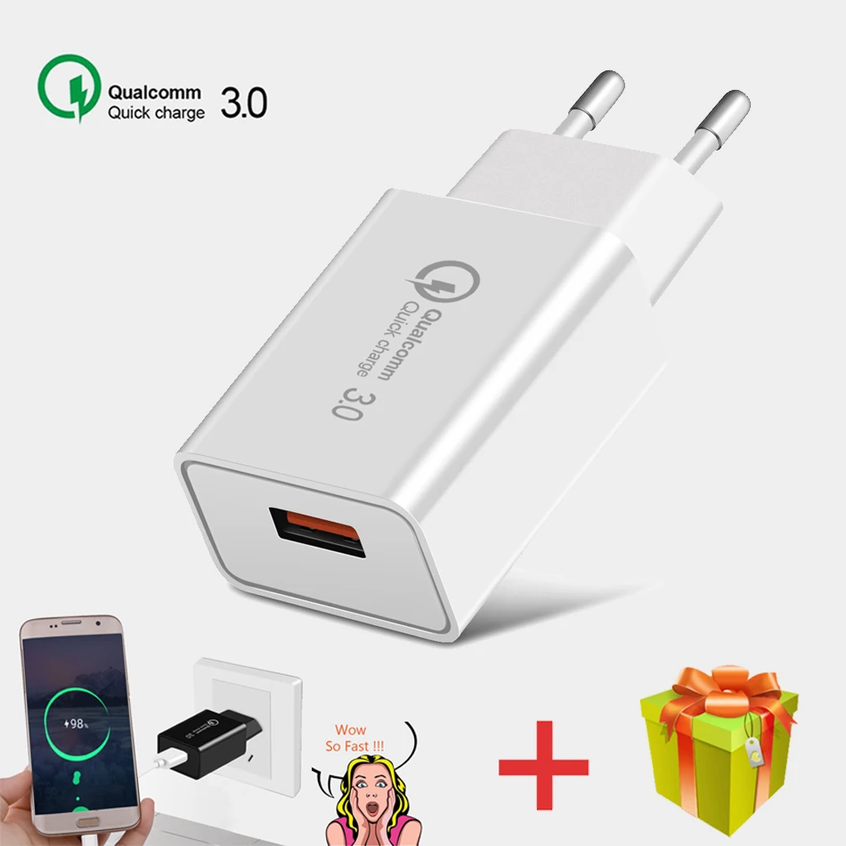 

Carregador USB Power Adapter Fast Charger QC 3.0 For iphone Xiaomi Samsung Carregadores Universal Portatil De Celular Tomada 18W
