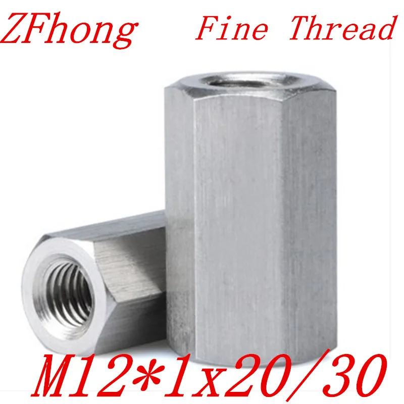 5pcs m12 1x20 30 m12x1 0 fine thread hex rod coupling nut 304 stainless