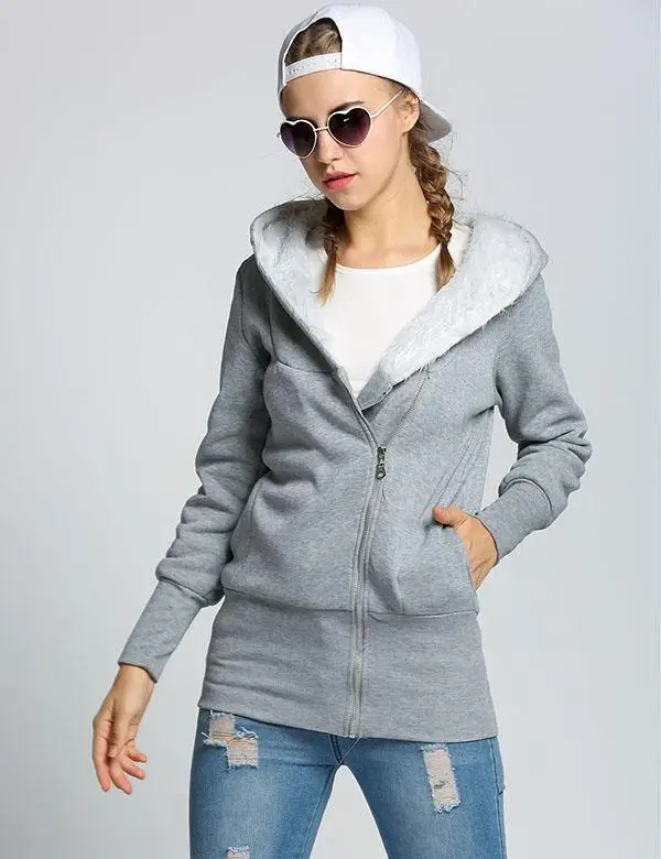 Meaneor однотонные осенние Для женщин куртка с капюшоном Теплый с капюшоном пуловеры молния осенние куртки пальто женские толстовки в