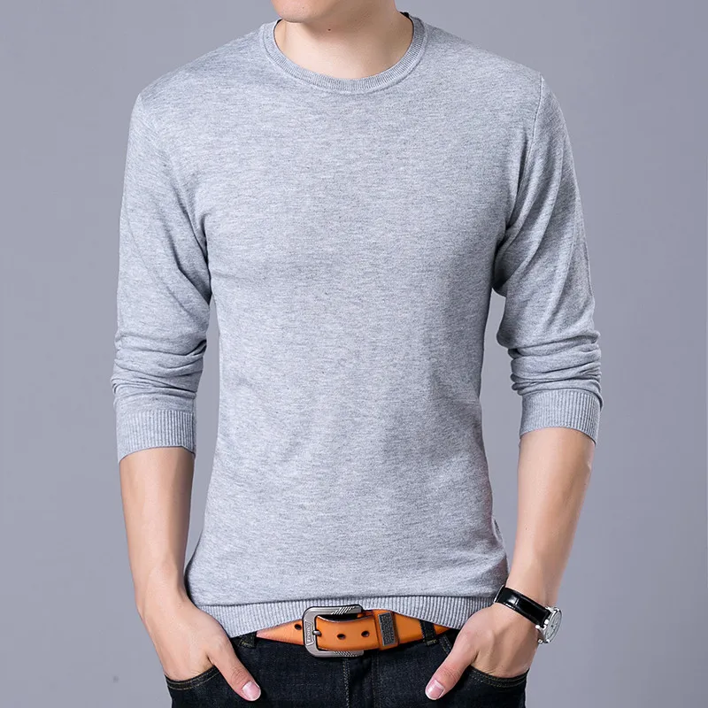 Covrlge Fashion Solid Men's Sweater 2019 Autumn New O-neck Black Sweater Mens Jumpers Male Pollover Knitted Polo Shirt MZL001
