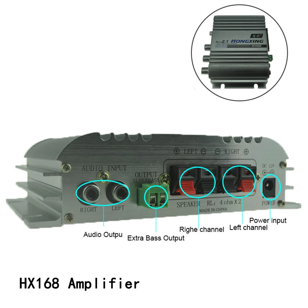 12 V усилитель 2,1 канальный аудиоусилитель с широким диапазоном, цифровой MP3 стерео для автомобиля плеер Hi-Fi низким уровнем искажений громкоговоритель