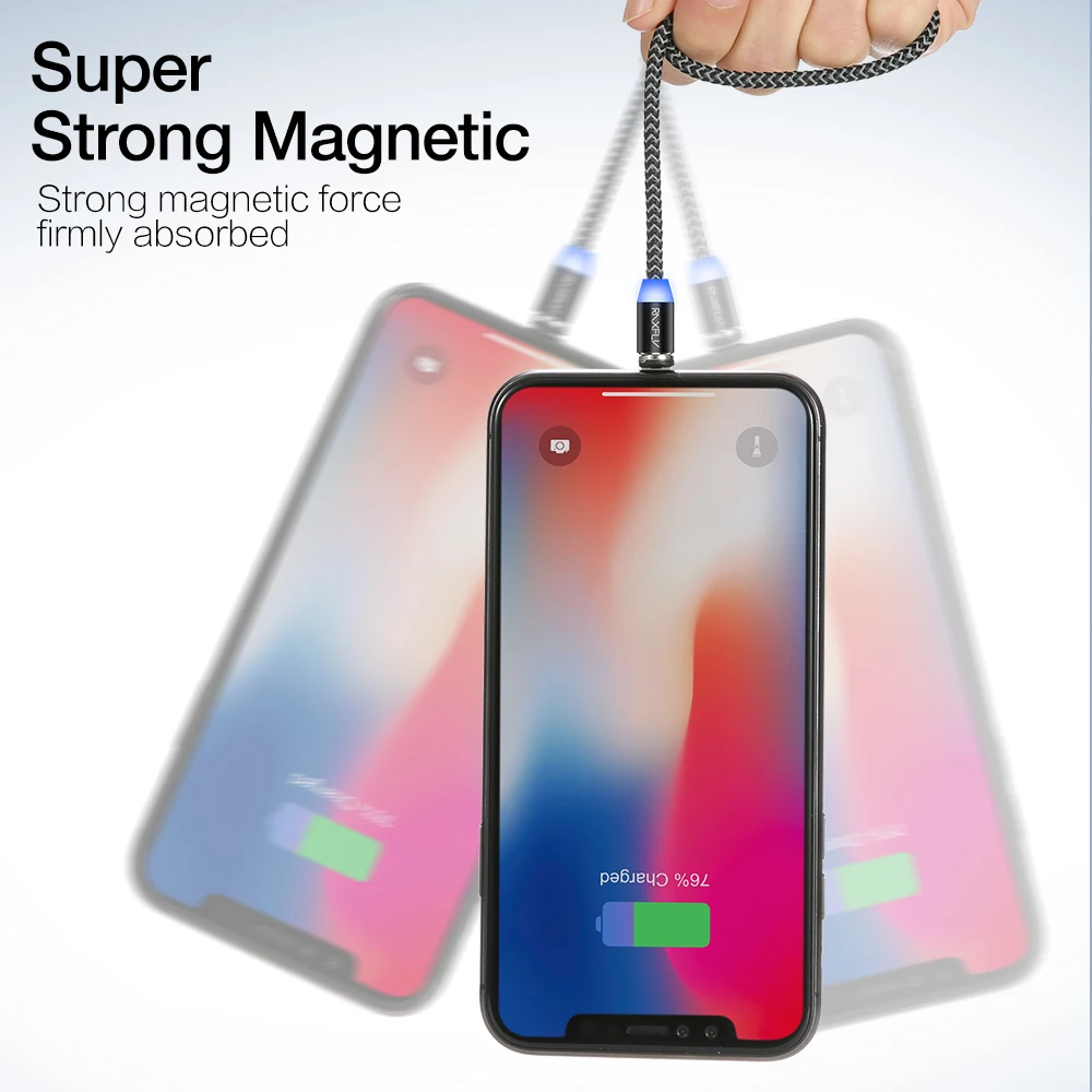 Магнитный кабель RAXFLY для iPhone X XS Max samsung S9, 1 м, 2 м, магнитный кабель Micro USB type C, магнитное зарядное устройство для Galaxy Note 10, a5