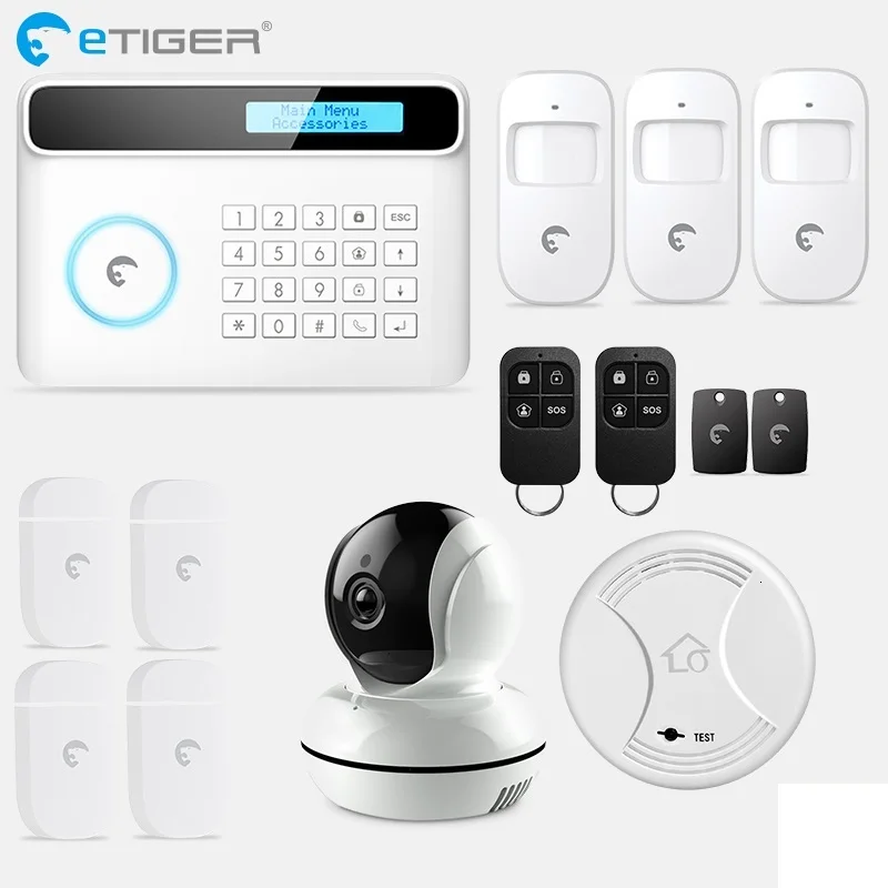 ETiger S4 GSM PSTN сигнализация Беспроводная IOS/Android приложение домашняя защита от взлома охранная сигнализация с датчиком движения PIR - Цвет: SET  D