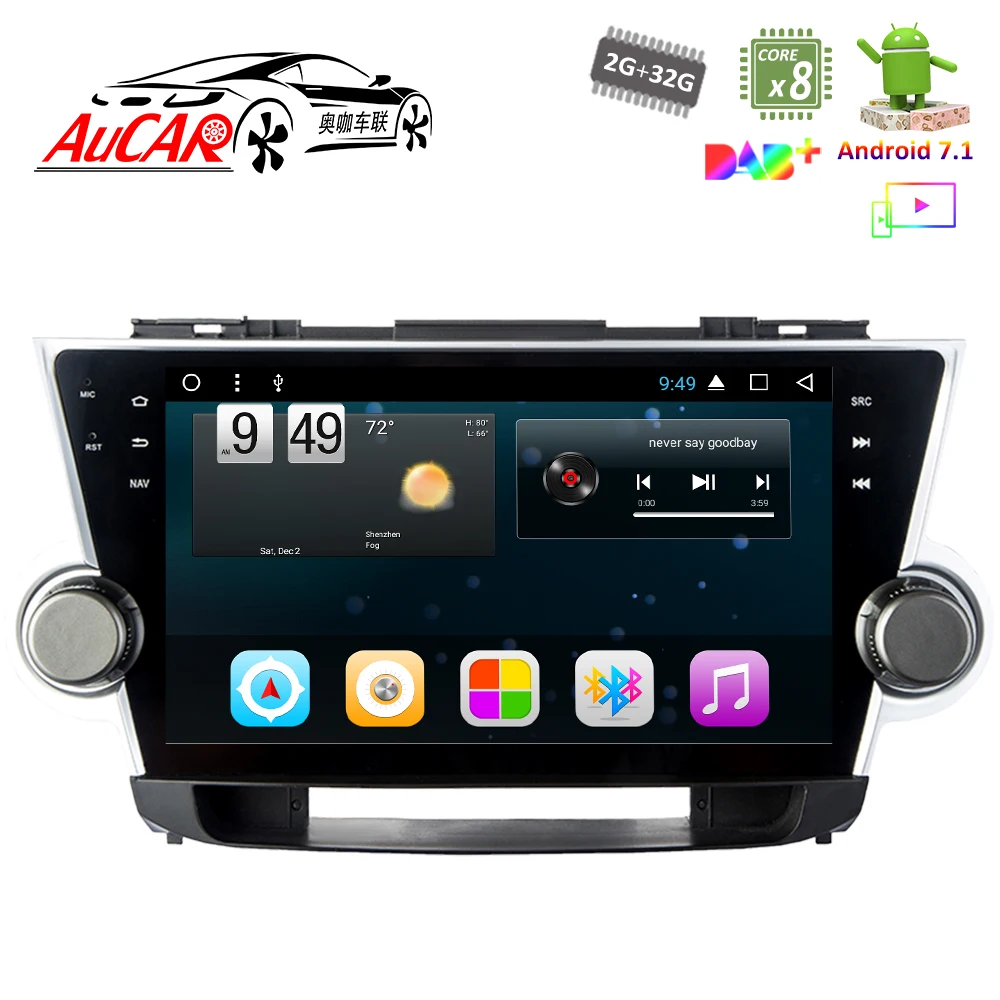 Android 8 1 10 &quotGPS навигационная система для Toyota Highlander 2008-2014 автомобильный DVD плеер AUX