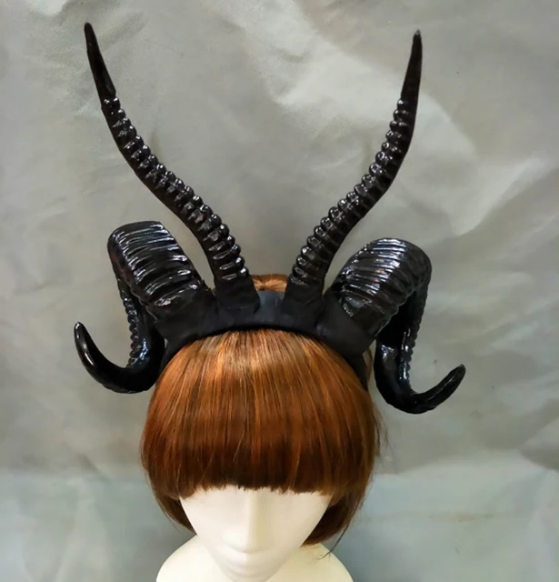 Halloween Ram Devil Horns Headpiece Sheep Horn Ear Hair Hoop Headband