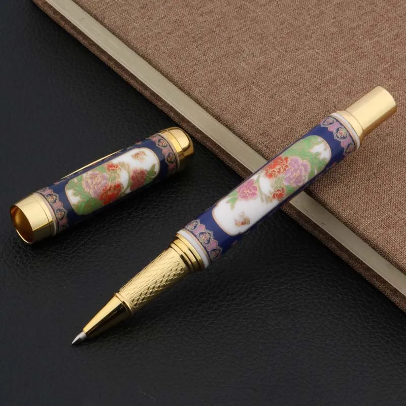 Chinese Porcelain Rollerball Handmade Ballpoint Pen for Office Gifts Yellow 