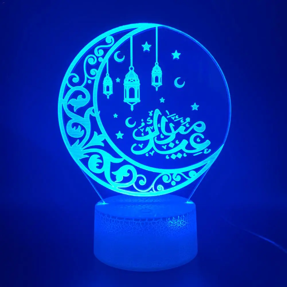 

LED Muslim Ramadan Decorative Night Lights Eid Moon 3D USB Charging Desk Night Lamp Colorful Touch Led Nightlight for Home Decor