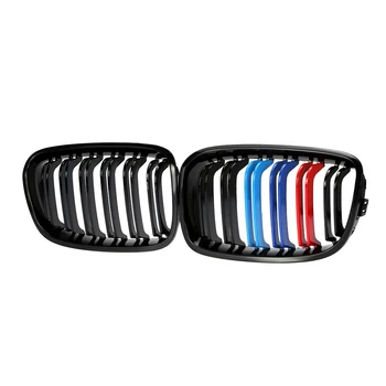 

Gloss Black M-Color Twin Slat Front Grille Grill Kidney for BMW F20 F21 1 series 118i 125i 120i 2011-2014