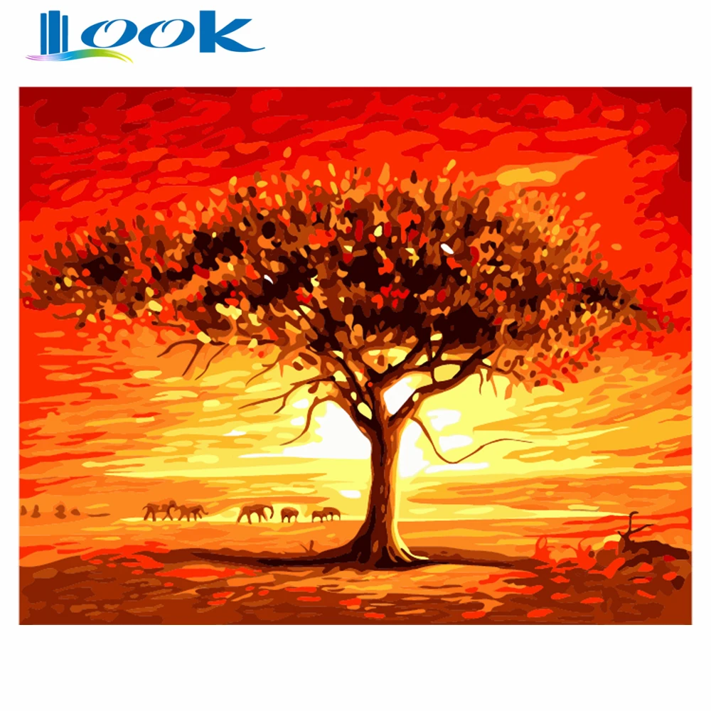 

Digital Diy oil painting by numbers landscape abstract figure wall decor picture on canvas oil paint coloring by number drawing
