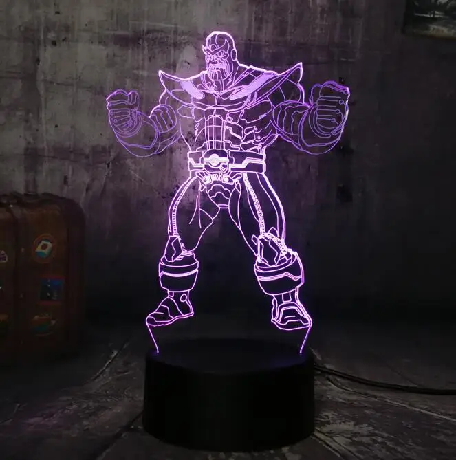 С рисунком «мстители» от Marvel Comics Железный человек Человек-паук Капитан Америка 3D светодиодный ночной Светильник детские игрушки Рождественский подарок настольная лампа Украшения в спальню - Испускаемый цвет: Thanos 2