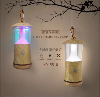 

Creative Colorful Wooden Night Light Portable USB Recharge Indoor Outdoor RGB LED Lamp With Touch Dimmer