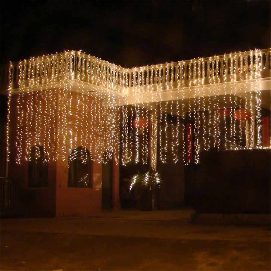 Cortina de Led Parede do Evento da Festa de Casamento do Natal Luz da Corda ao ar Luz do Sincelo Thrisdar Janela Livre Guirlanda 10x1m 10x2m 10x4m 10x5m 10 Cheap Fios de LED