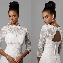 3/4 рукав кружева цвета слоновой кости шаль болеро Свадебный жакет свадебные болеро обертывания на заказ размер T31