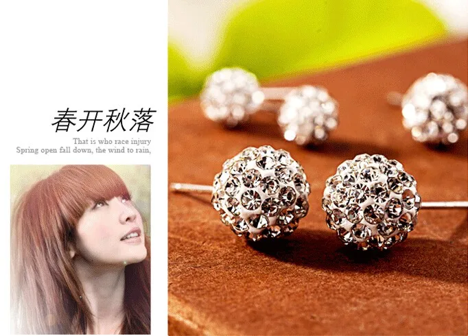 Anenjery простые 925 пробы серебряные серьги-гвоздики с кристаллами подарок для женщин brincos S-E35
