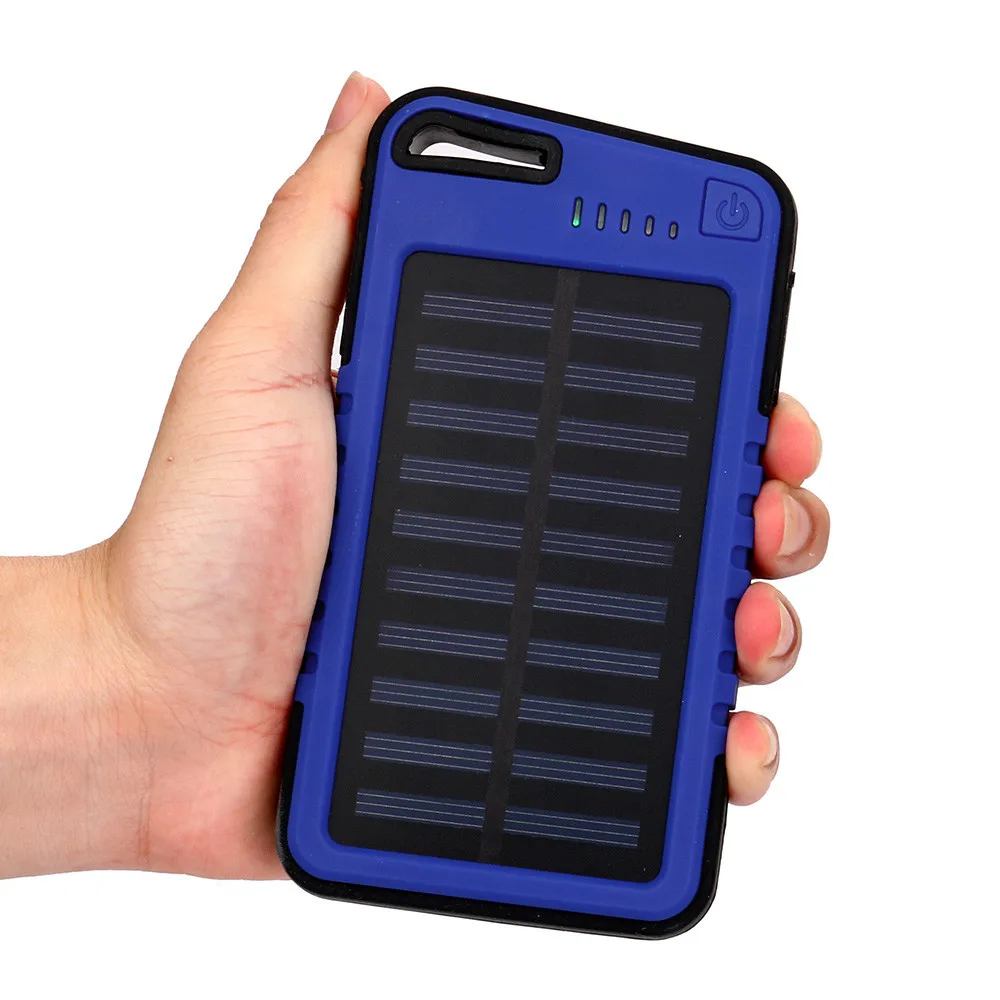 10000mAh Dual-USB Waterproof Solar Power Bank Battery Charger for Cell Phone for Iphone 6S and 6S Plus for Samsung Huawei