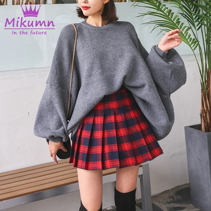 

2019 New Fashion Spring Autumn Women High Waist Pleated Skirt Harajuku Punk Style Plaid Skirts Kawaii Female Mini Skirts