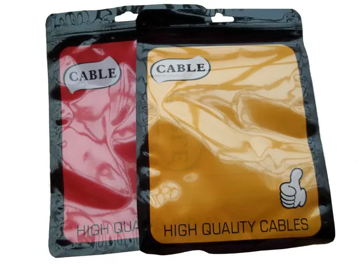 

500pcs/lot Clear white Plastic Zipper Retail Packaging pp bags,cell phone USB cable Accessorys hang hole Package bag