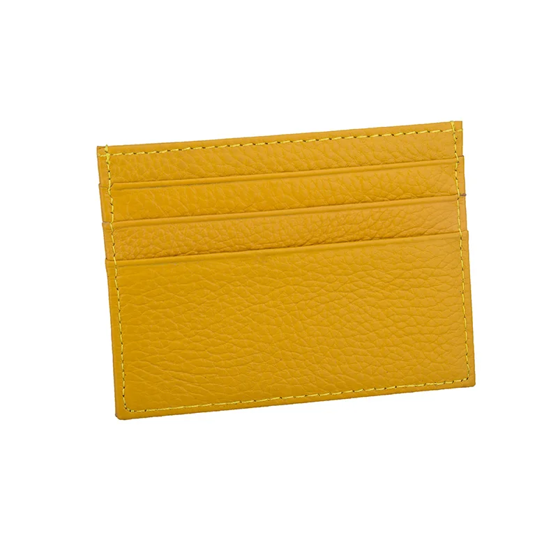 yellow Натуральная коровья кожа, держатель для ID карты, конфетный цвет, банк, кредитная карта, Подарочная коробка, много слотов, тонкий чехол для карт - Цвет: yellow