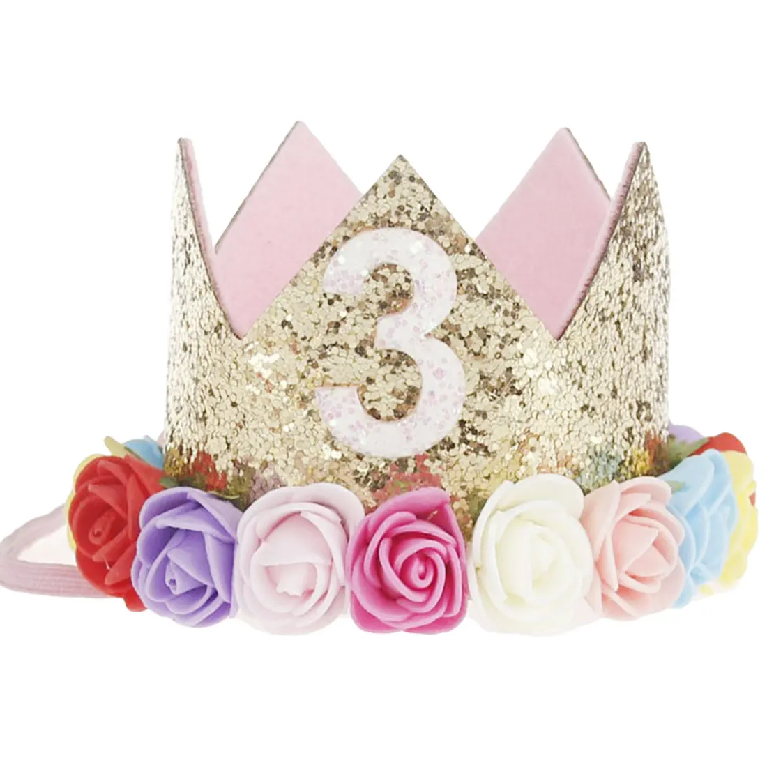 1 шт счастливые шляпы для вечеринки по случаю Дня рождения декоративная крышка один день рождения шляпа Принцесса Корона 1-й 2-й 3-й год номер детские аксессуары для волос - Цвет: flower 3
