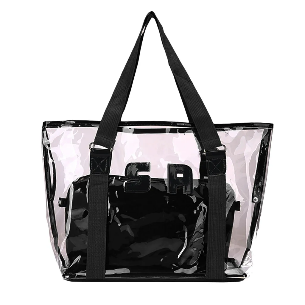 

Women Fashion Transparent Shoulder Bag Jelly Clear Handbag Summer Beach Large Capacity Tote Sac A Main Femme #T30
