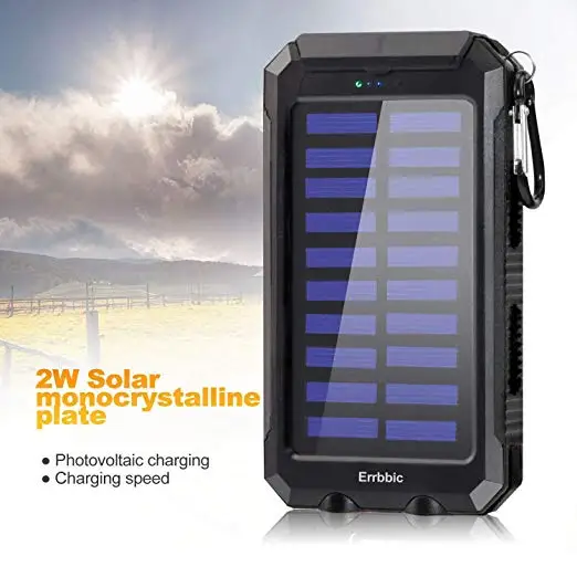 

20000mAh Solar Power Bank Waterproof Portable Backup Powerbank Mobile Phone Charger External Battery Pack for Xiaomi iPhone MI