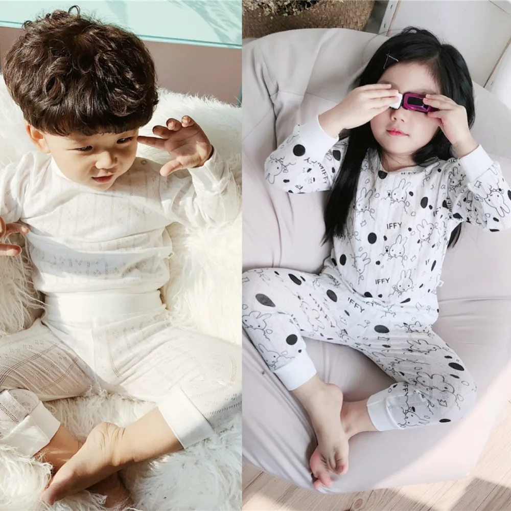 Baby girls boys long john solid white thermal underwear kids long johns