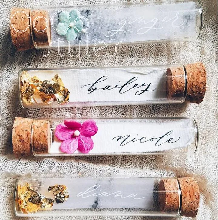  Cocostyles bespoke novel drift bottle name card with hand writing for calligrapher different weddin - 32894503595