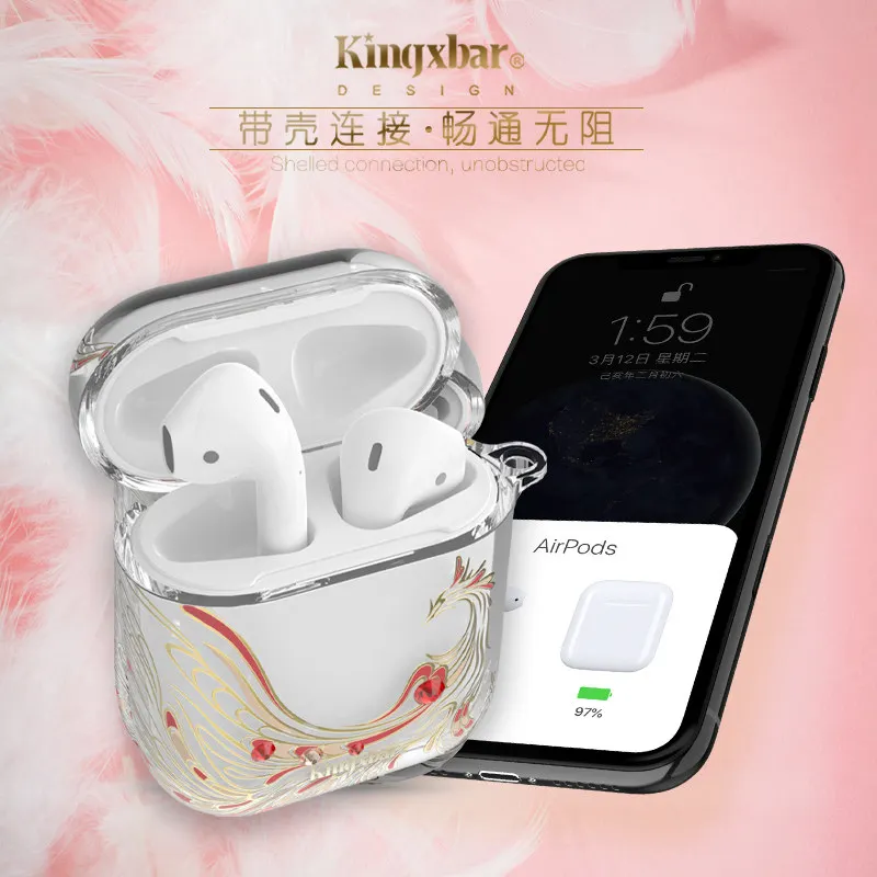 For Airpods 2 Case Accessories Airpods Wireless Charging Bluetooth Headphone Holder Bag Protective Cover With Crystals KINGXBAR