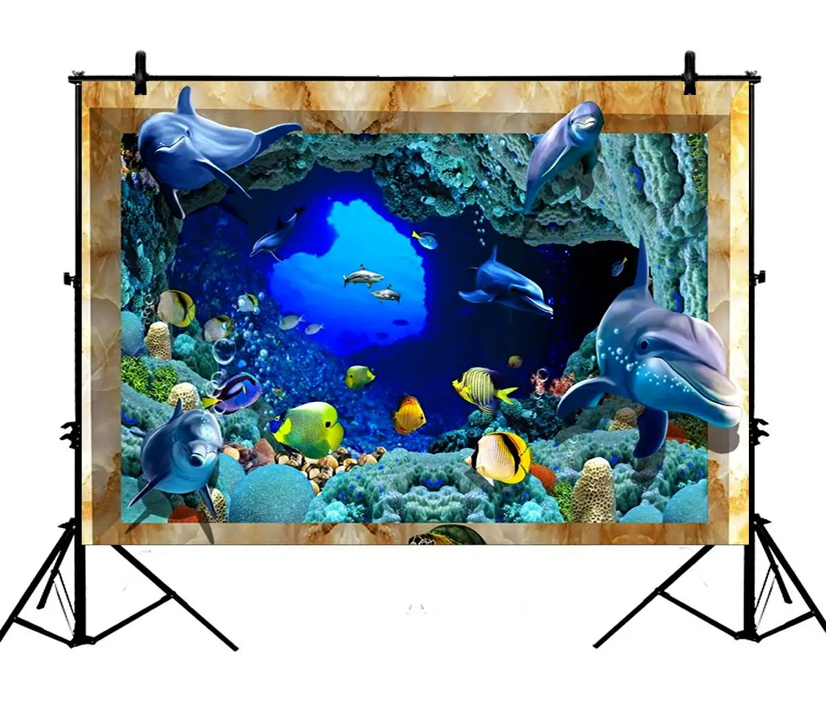 

5x7ft Dolphins Wonderful Undersea World Sea Animals Polyester Photo Background Portrait Backdrop