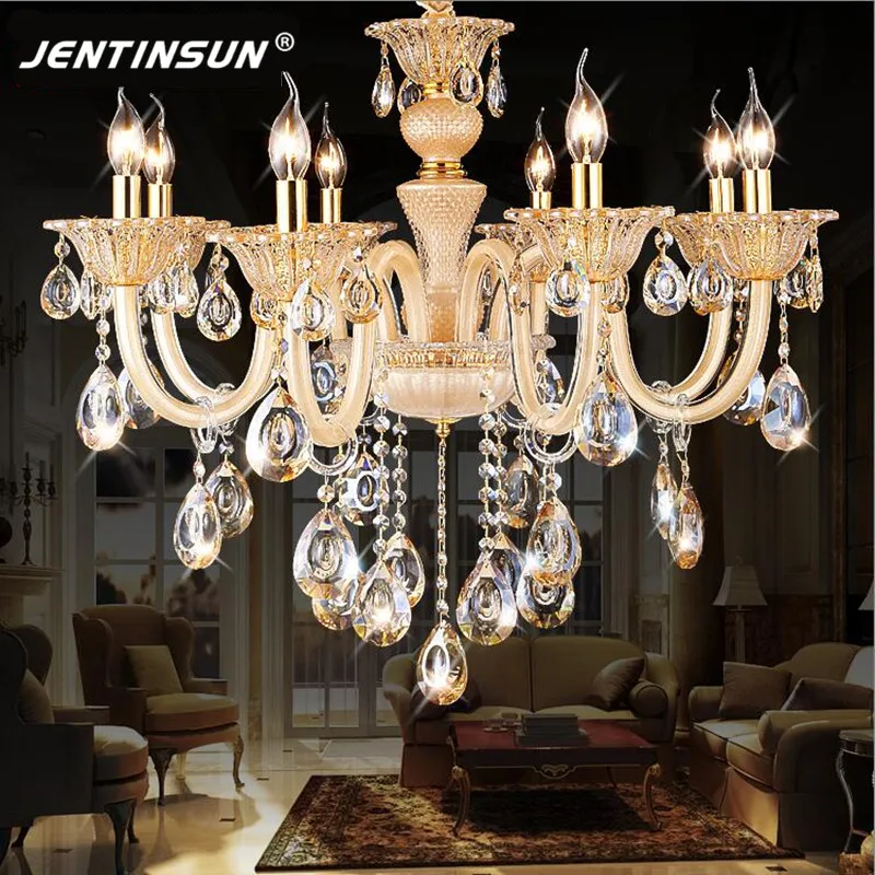 Online Get Luxury Lighting Brands Aliexpress Alibaba Luxury Modern Gold Crystal Gl Chandelier Lighting E14 Led Hanging Lamps For Dining Room Living Brand Jentinsun Lights