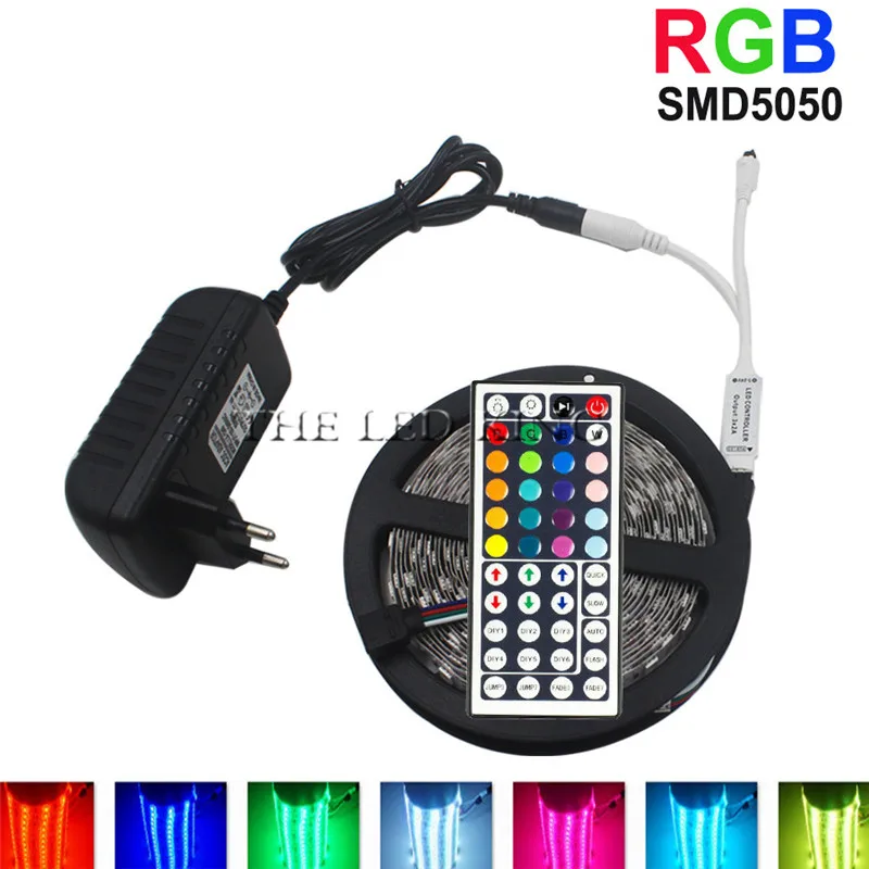 СВЕТОДИОДНАЯ лента SMD 5050 RGB Диодная DC 12 В 5 м 10 гибкая полный комплект сделай сам