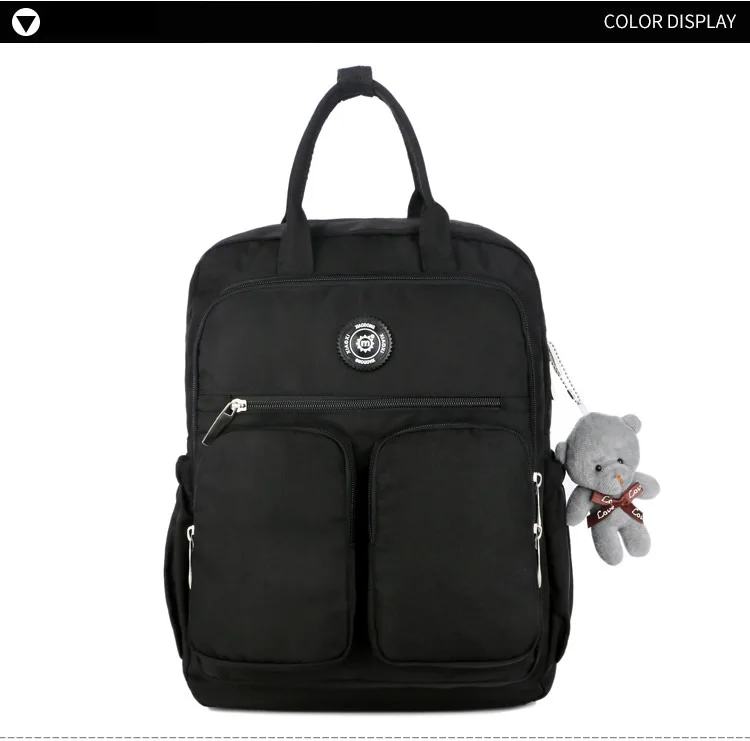 2021 Fashion Woman Backpack Waterproof Nylon Soft Handle Solid Multi-pocket Travel Zipper Mochila Feminina Sac A Dos School Bags