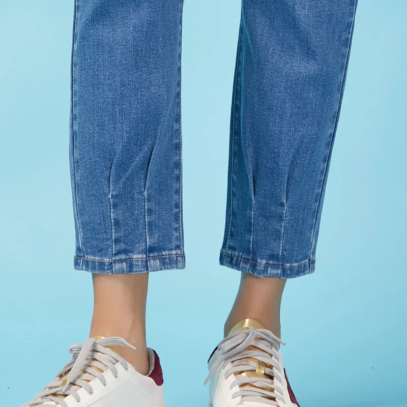Женские джинсы LEIJIJEANS светло синие до щиколотки в стиле ретро со средней талией