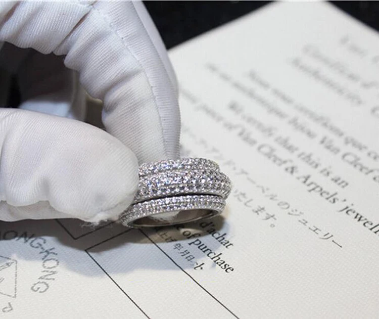 choucong Wieck Full Pave AAA Cubic Zirconia 925 Sterling Silver Simulated stones Women Wedding Engagement Band Ring Size5-11