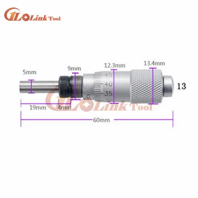 Серебряный диапазон 0-13 мм круглый игольчатый Тип измерительный инструмент рифленая Регулировочная головка микрометра измерения - Цвет: 0-13mm  NO.13