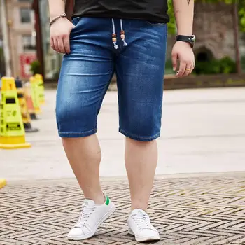 

Extra Large Size Men's Denim Shorts Oversized Men's Elastic Waist Knee Length Summer Loose Shorts Men Plus Size 48