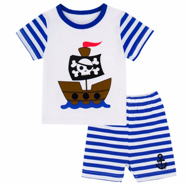 Baby Boy Navy Style Clothes Sets Infant Striped Short Sleeve T shirt