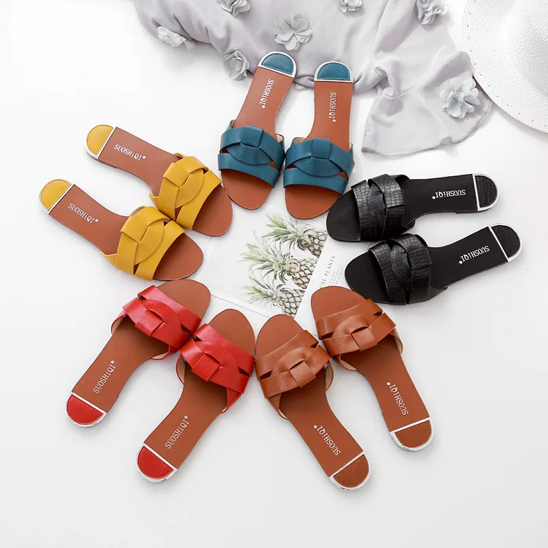 

Slippers Women Summer Women's Shoes 2019 Designer Slides Low New Luxury Sliders Flat Rubber Fashion Rome Square heel Scandals