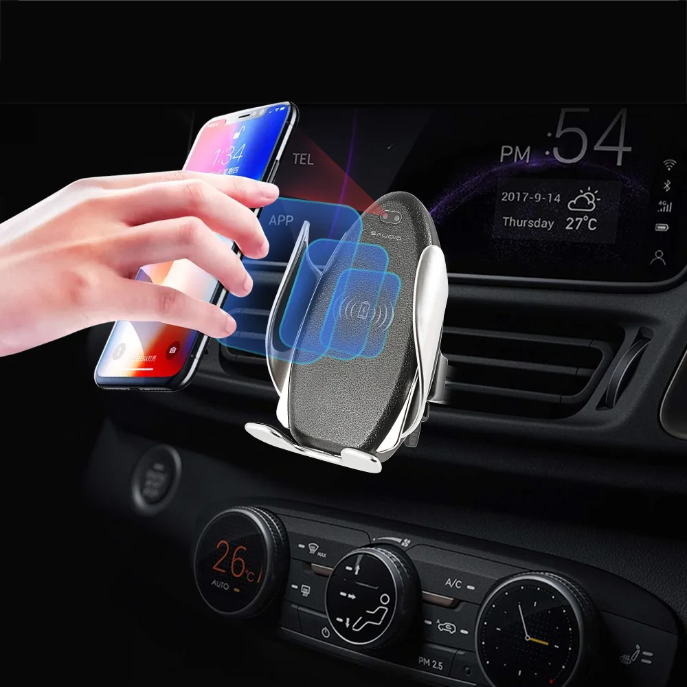 Wireless Car Charger S5 Automatic Clamping Fast Charging Phone Holder Mount in Car for iPhone x Samsung Smart Phone