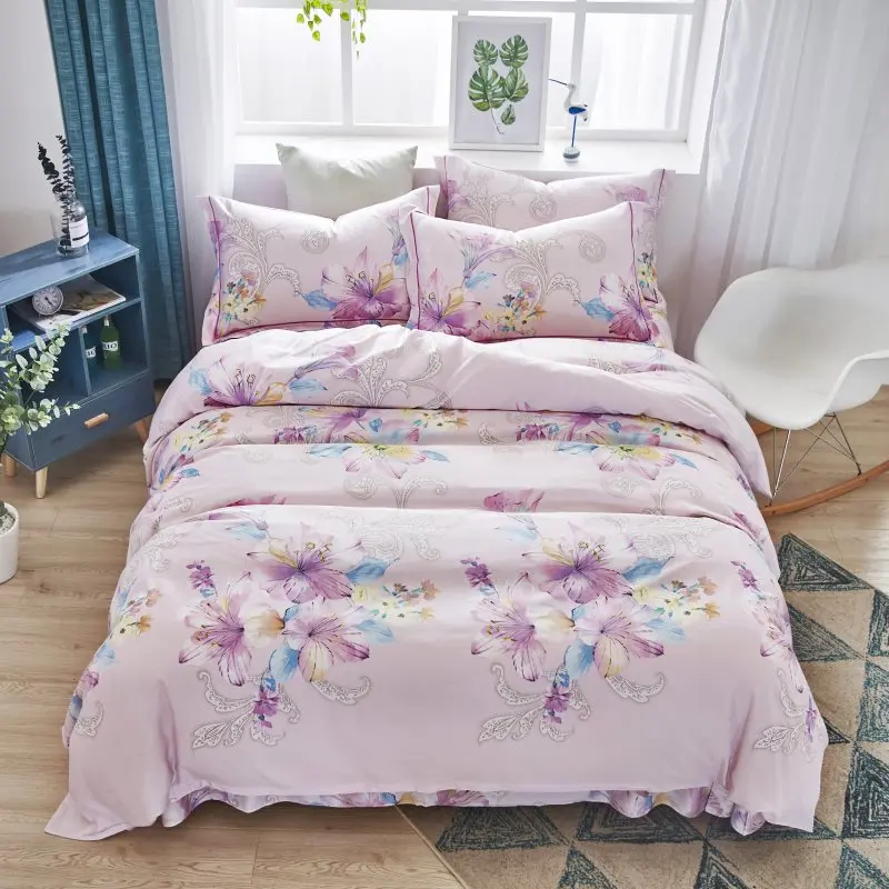 4 шт. люкс Тенсел принцесса постельные принадлежности Королева двуспальная кровать летняя мягкая кровать односпальное одеяло пододеяльник