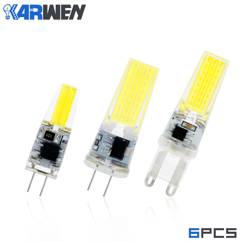 Приглушаемая Светодиодная лампа KARWEN COB G4 G9 E14 AC/DC 12 В 220 6 Вт 9 360 угол луча сменная