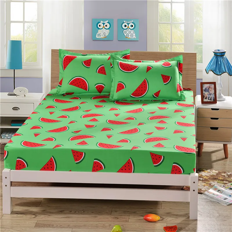 

Fruit Polyester Fitted Sheet Mattress Cover Watermelon Banana Printed Bedding Linens Bed Sheets With Elastic Band sabanas YMBS10