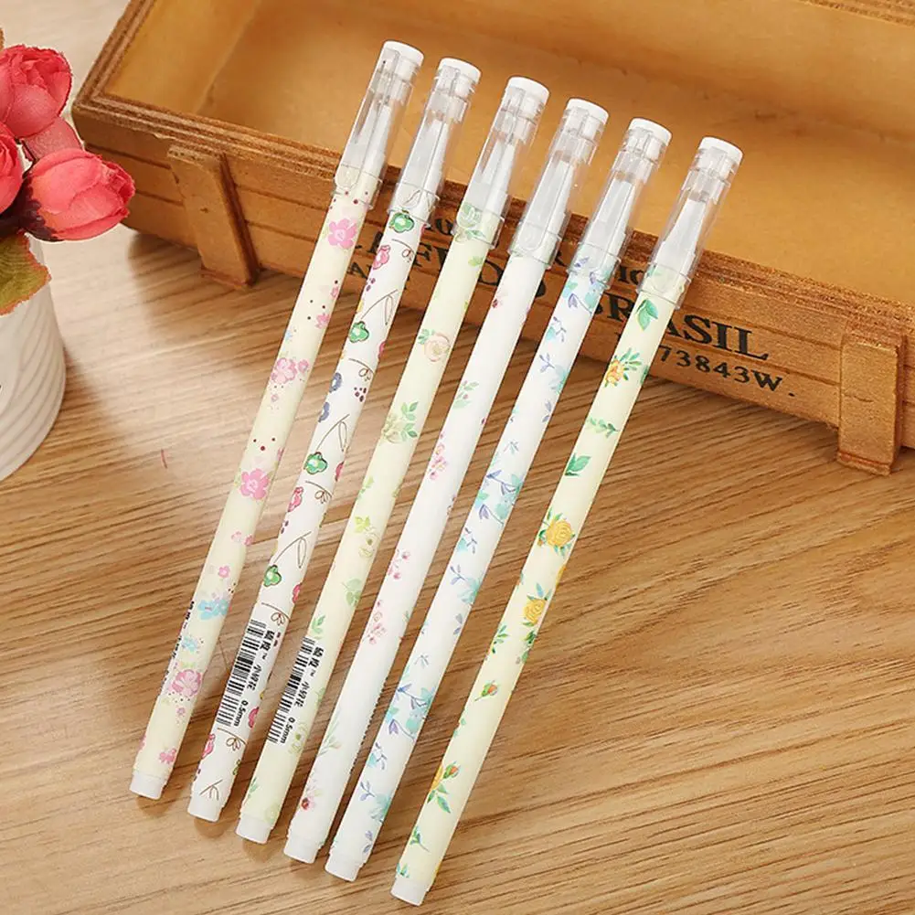 

10 Pcs Creative Cartoon Small Floral Gel Pen Cute Pen Kawaii Student Learning Stationery School Office Black Water-Based Pen