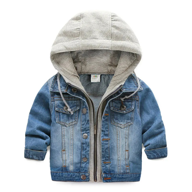 2018 New Kids Boy Denim Jackets Childrens Jacket Denim Boys Hooded