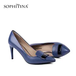 SOPHITINA/милые женские туфли-лодочки из натуральной кожи с острым носком; неглубокие на узком каблуке; мягкая дышащая пикантная обувь ручной