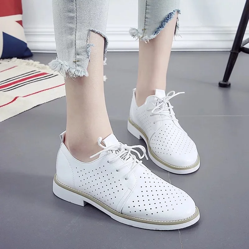 

2018 Fashion Women Casual Loafers Square Toe Bowtie Flats Heels Shoes For Woman Ladies Lace Up Single Shoes